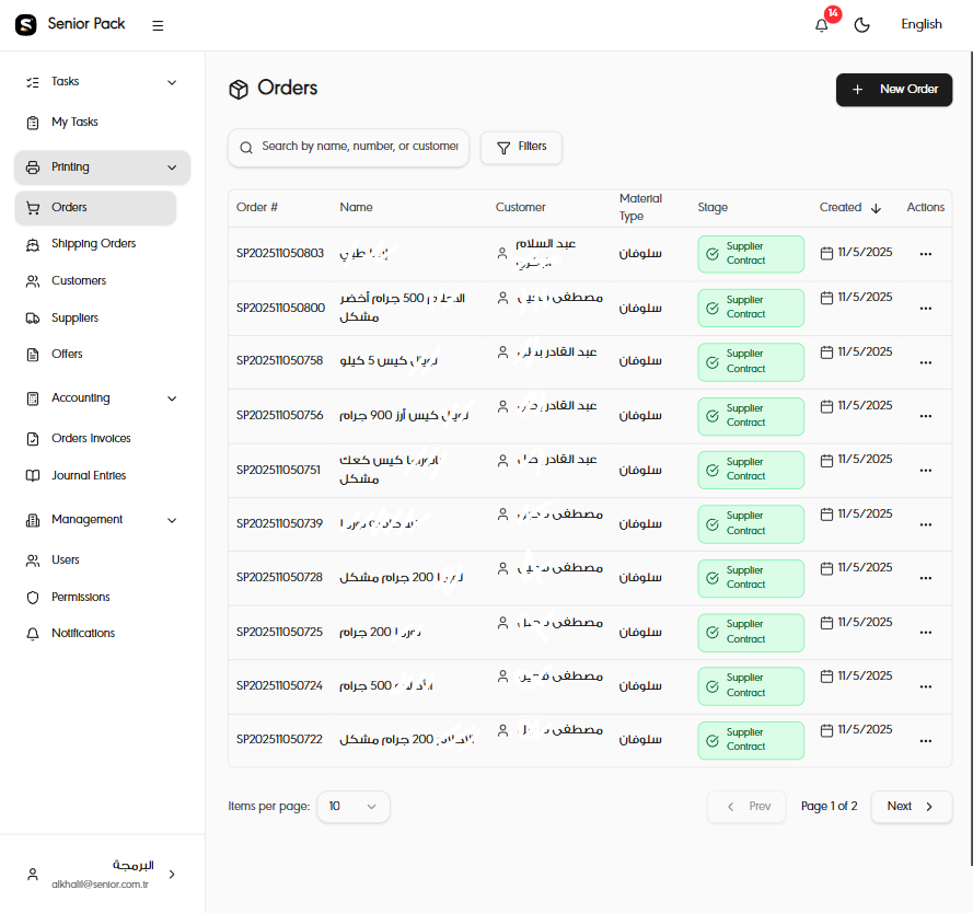 Senior Dashboard - Manufacturing Management System project screenshot